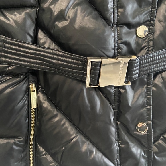 Michael Kors Women's Metallic Belted Faux-Fur-Trim Hooded Puffer Coat Size S - Picture 12 of 14